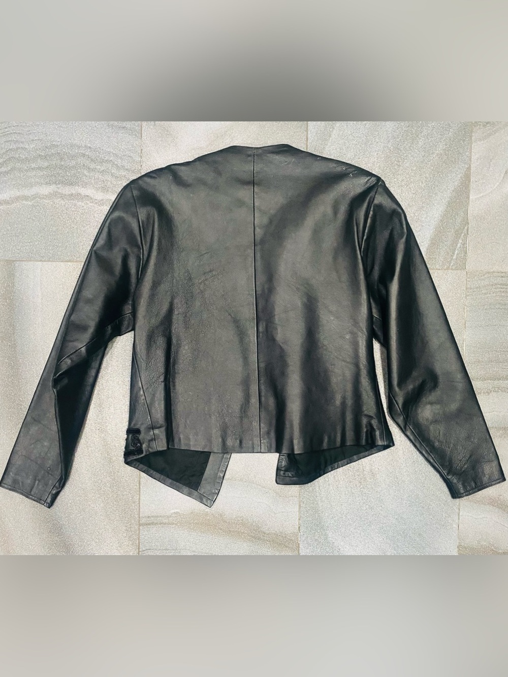Women’s Vintage Black Beaded Leather Jacket Size 16 Made in India - Picture 7 of 8